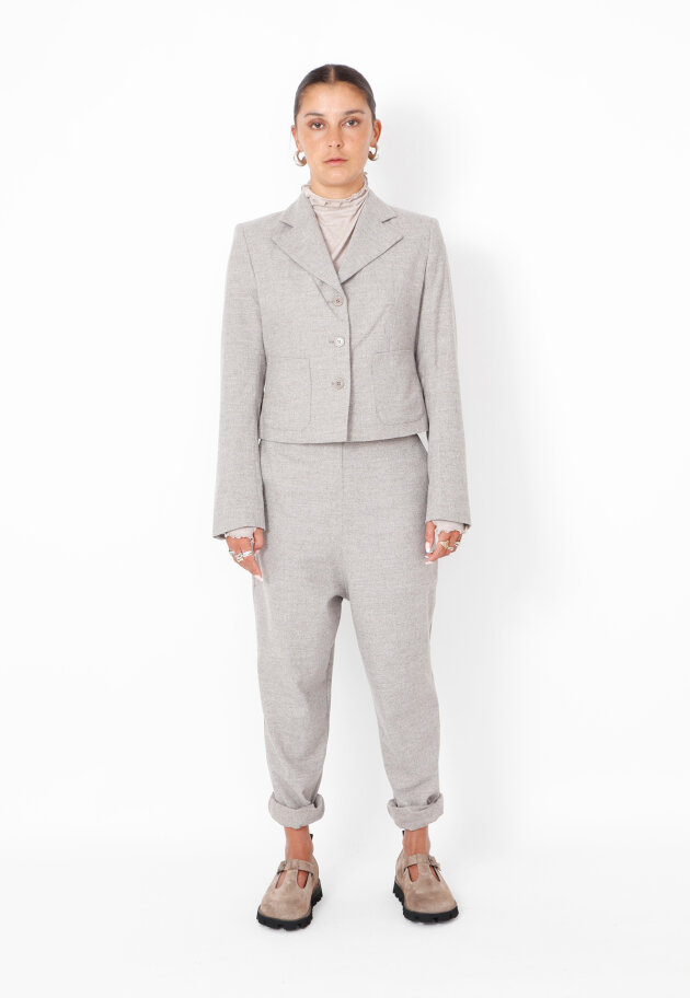 Sort Aarhus - Cropped blazer i uldblanding