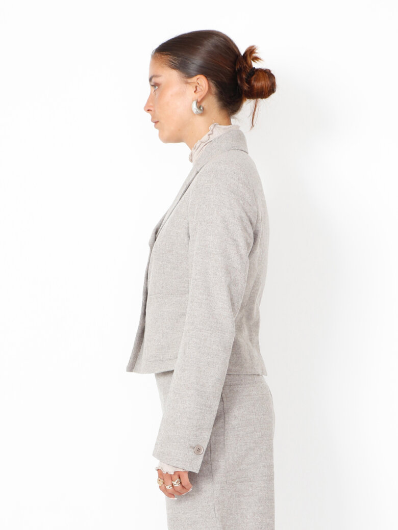 Sort Aarhus - Cropped blazer i uldblanding