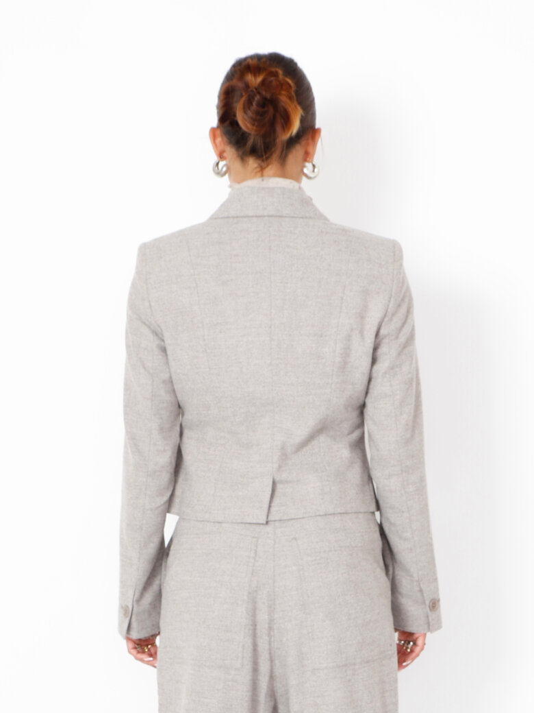 Sort Aarhus - Cropped blazer i uldblanding