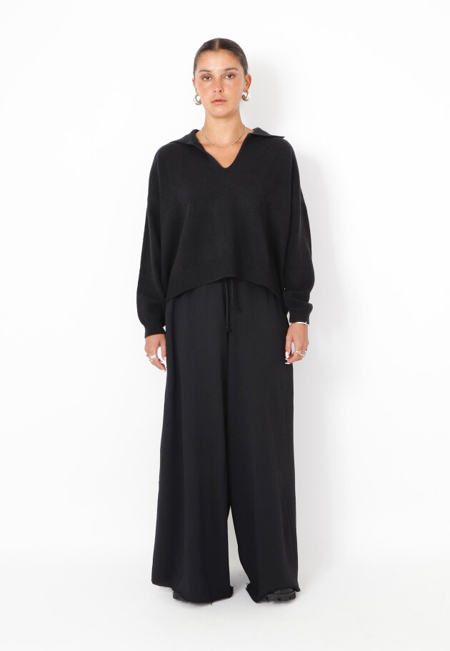 Sort Aarhus - Wide pants in cotton/modal Sort Aarhus - Wide pants in cotton/modal