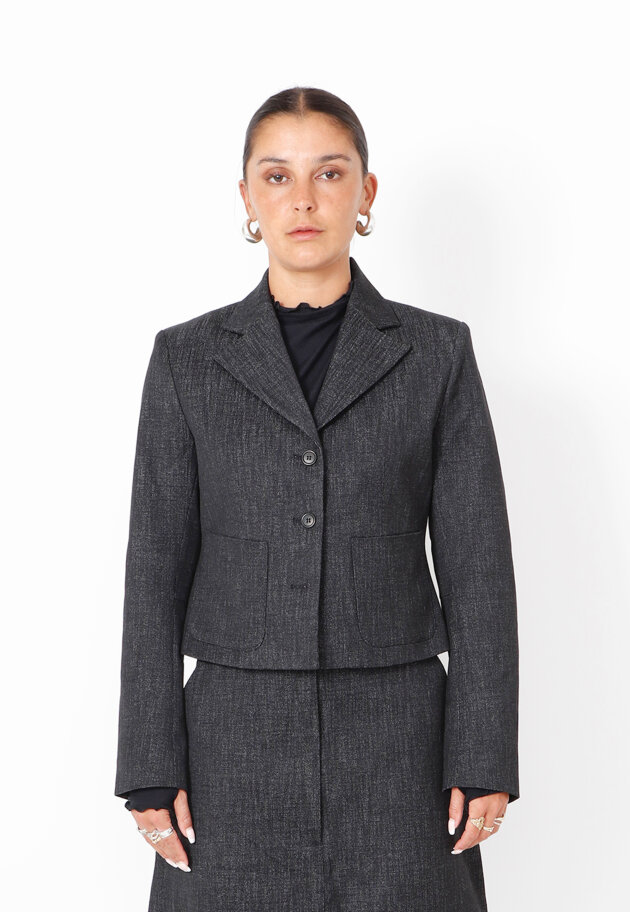 Sort Aarhus - Cropped blazer in denim look Sort Aarhus - Cropped blazer in denim look