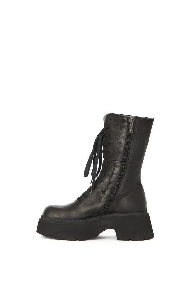 Sort Aarhus - Sort Aarhus boot with laces and zipper