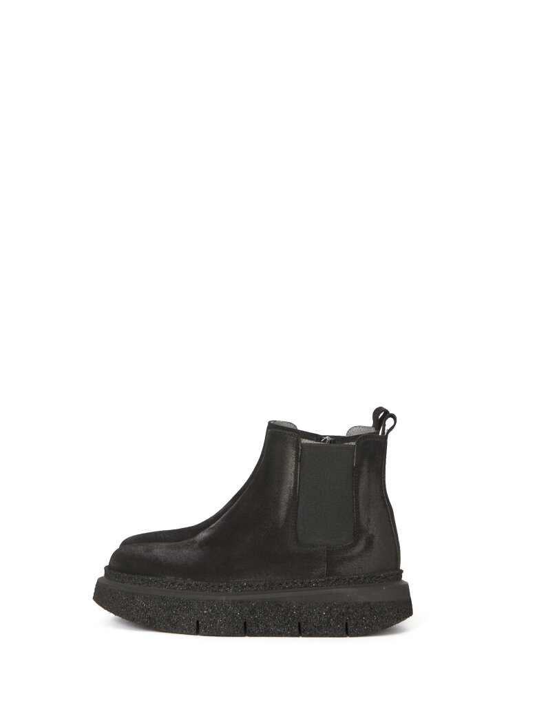 Lofina - Low boot in suede with zipper and elastics