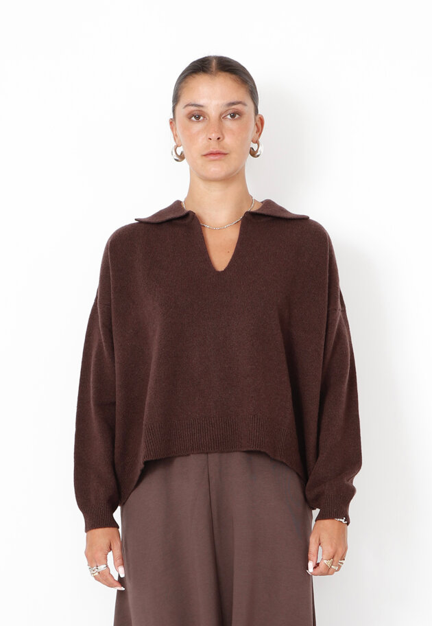 Sort Aarhus - Knitted polo in merino wool Sort Aarhus - Knitted polo in merino wool