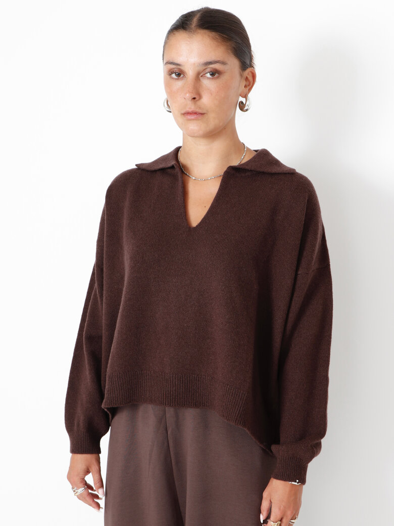 Sort Aarhus - Knitted polo in merino wool