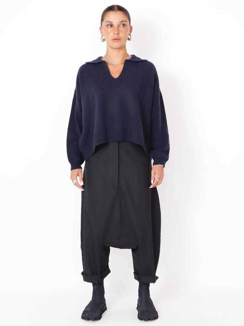 Sort Aarhus - Knitted polo in merino wool