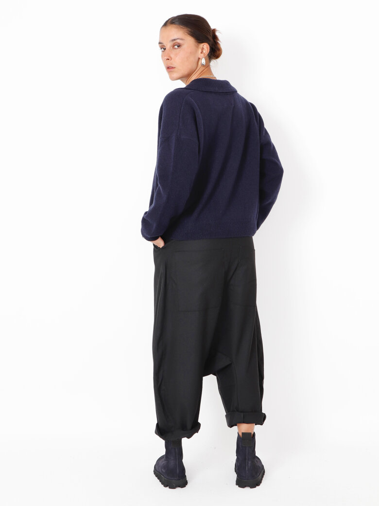 Sort Aarhus - Knitted polo in merino wool