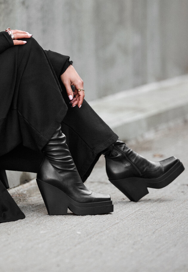 Sort Aarhus - Long boot with zipper