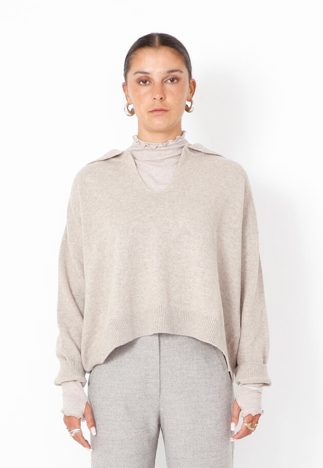 Sort Aarhus - Knitted polo in merino wool Sort Aarhus - Knitted polo in merino wool