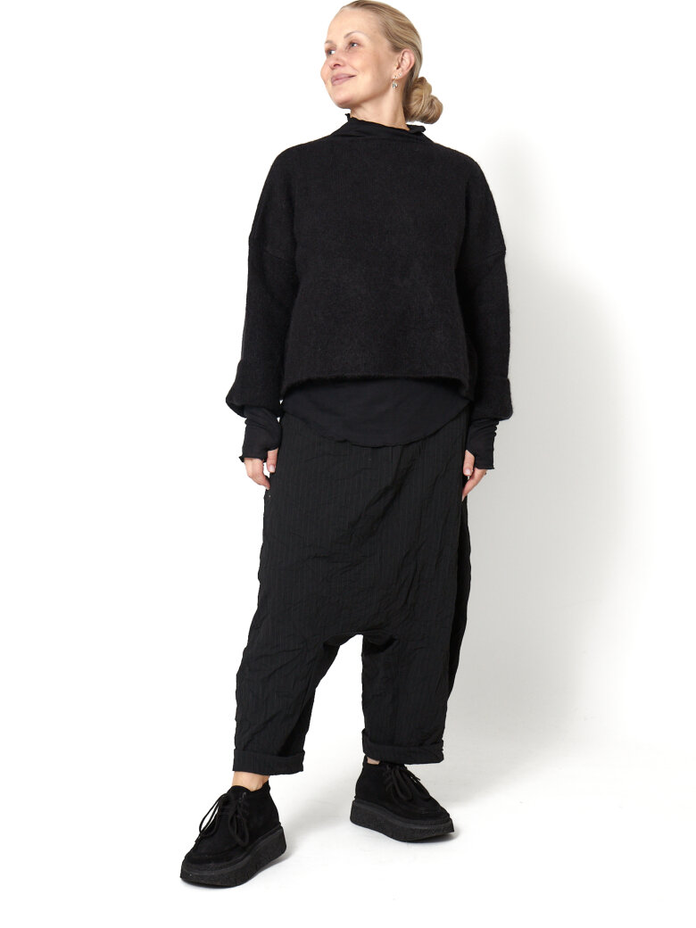 Sort Aarhus - Cropped bluse i Alpaca-uldblanding