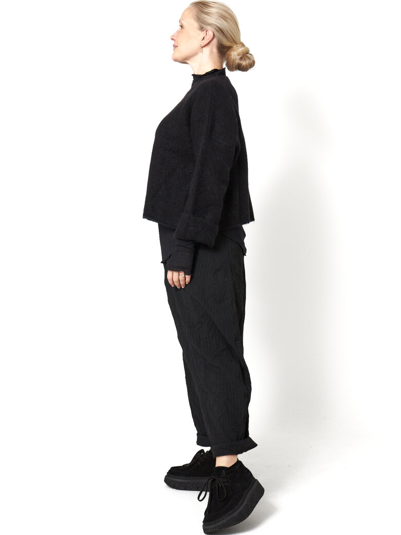 Sort Aarhus - Cropped bluse i Alpaca-uldblanding