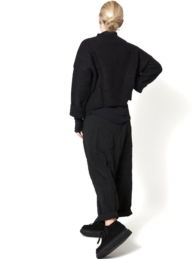 Sort Aarhus - Cropped bluse i Alpaca-uldblanding