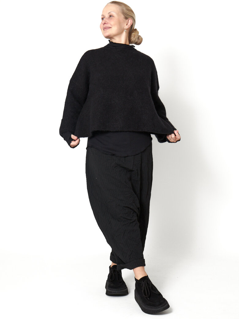 Sort Aarhus - Cropped bluse i Alpaca-uldblanding