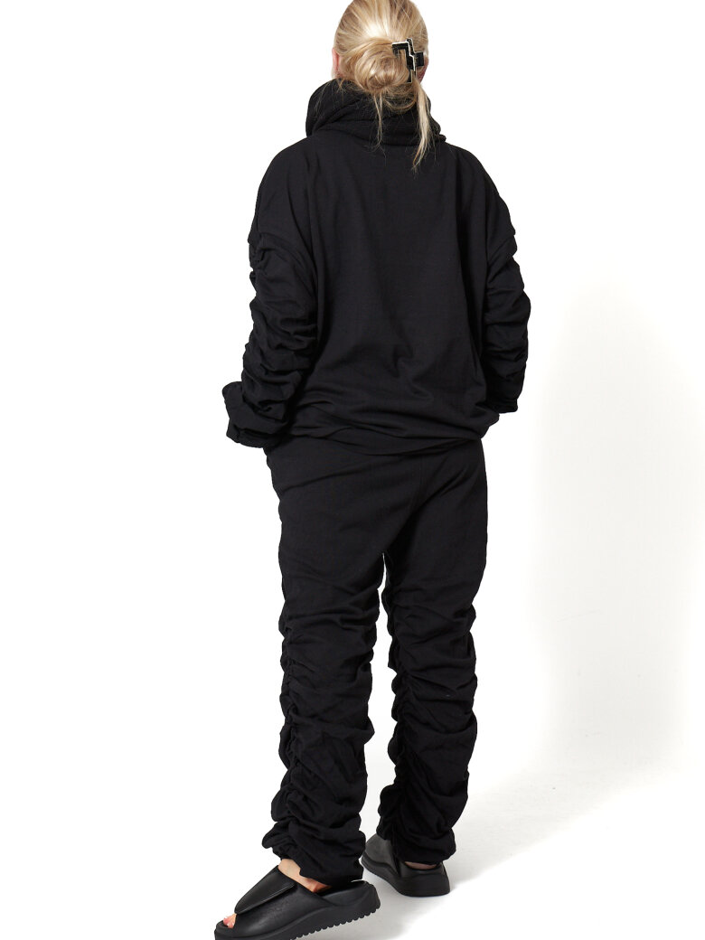 Sort Aarhus - Sweat pants with elastic waist band, pockets and wrinkled legs