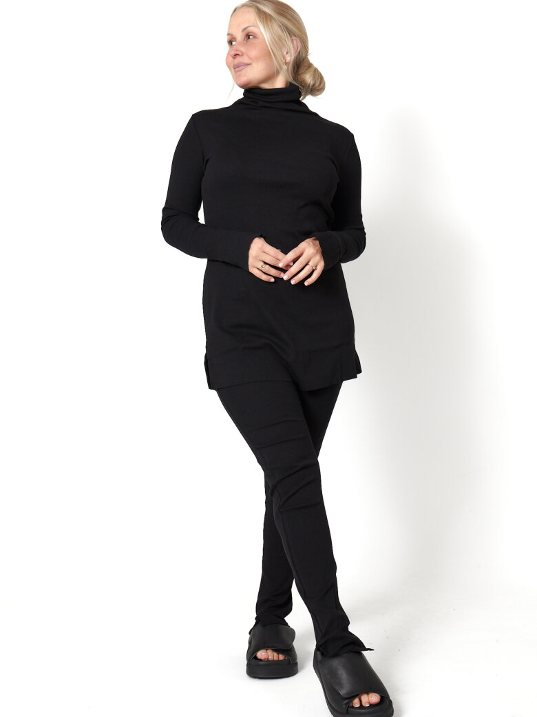 Sort Aarhus - Pants in rib with splits