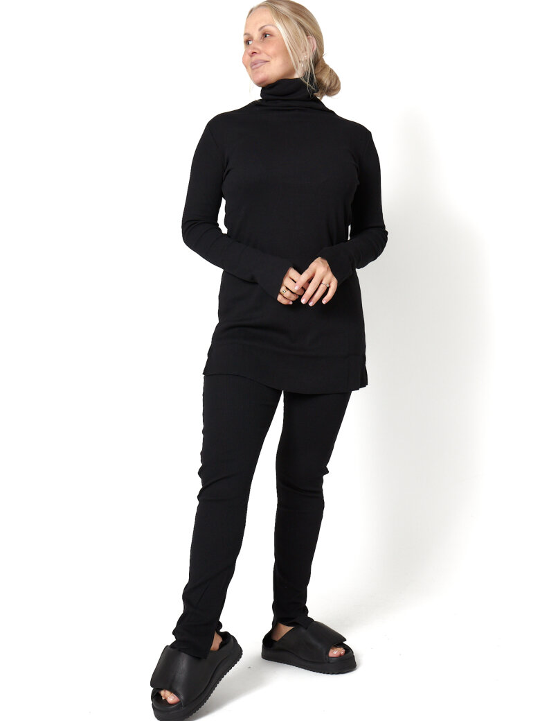 Sort Aarhus - Pants in rib with splits