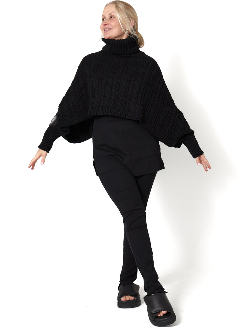 Sort Aarhus - Cropped rullekrave poncho