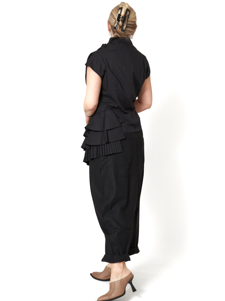 Sort Aarhus - Elegant top med plisseret detalje 