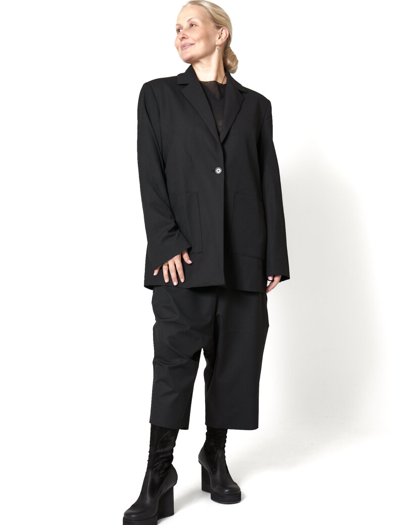 Sort Aarhus - Blazer med lommer og knaplukning