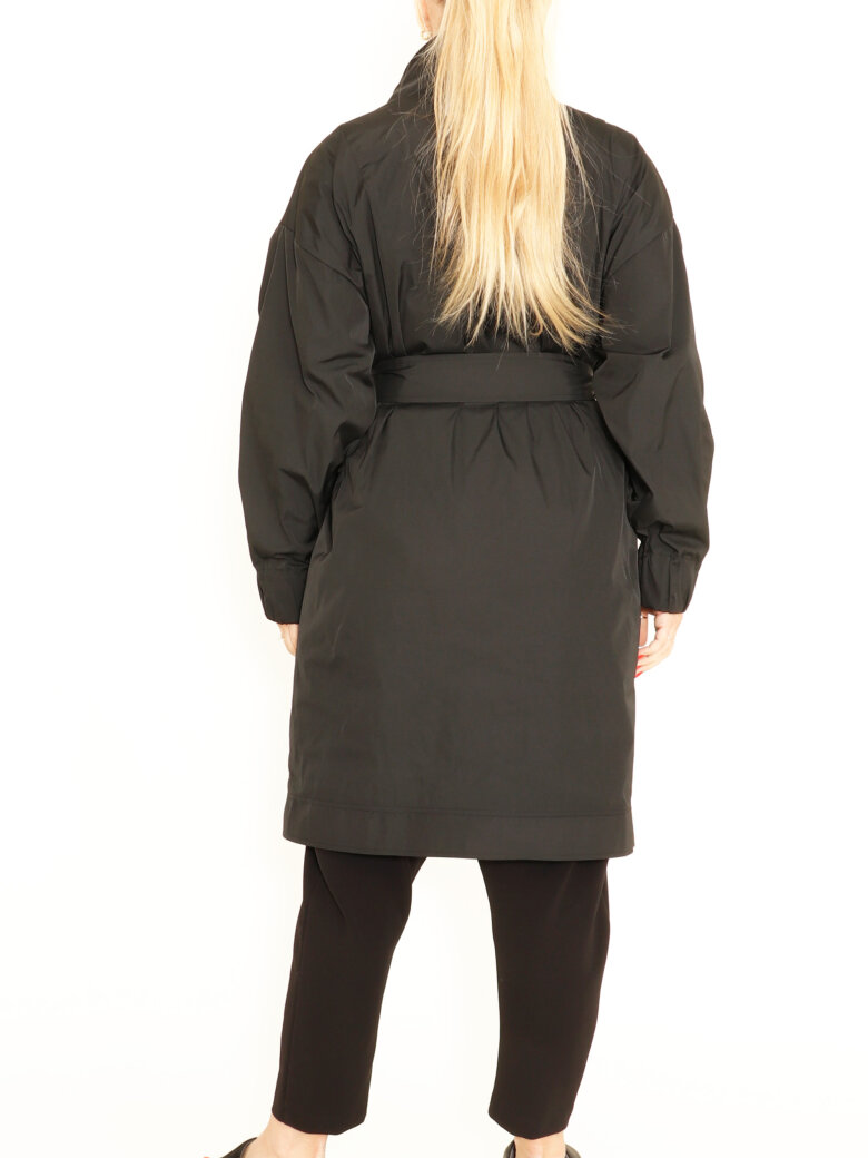 Halvlang trench med knapper, lommer og bindebånd