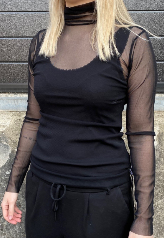 XD mesh bluse med høj hals 