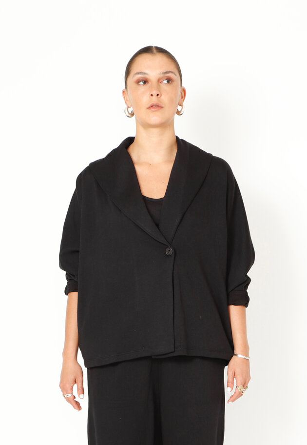 Sort Aarhus - Oversize cardigan med krave Sort Aarhus - Oversize cardigan med krave