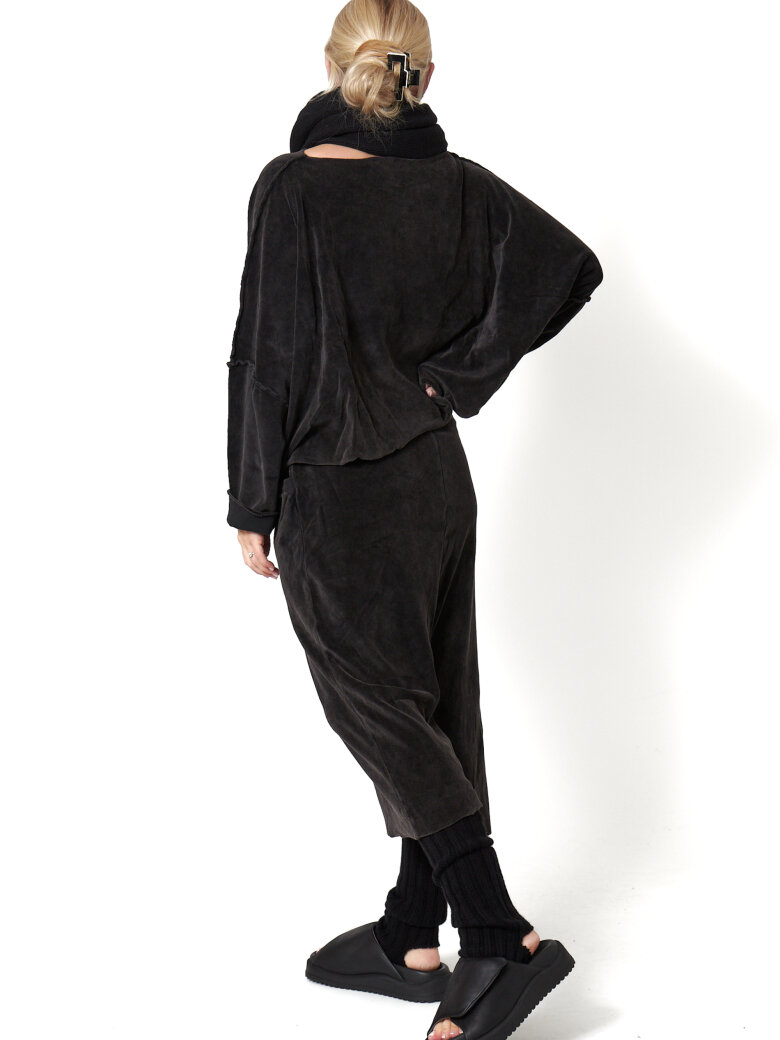 Sort Aarhus - Baggy bukser i vasket velour