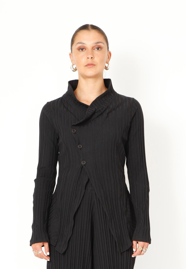 Sort Aarhus - Fitted cardigan in organic cotton mix