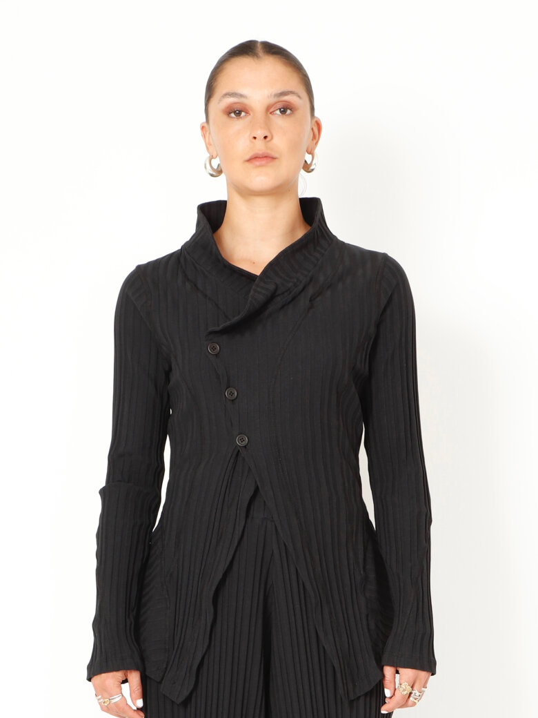 Sort Aarhus - Fitted cardigan in organic cotton mix