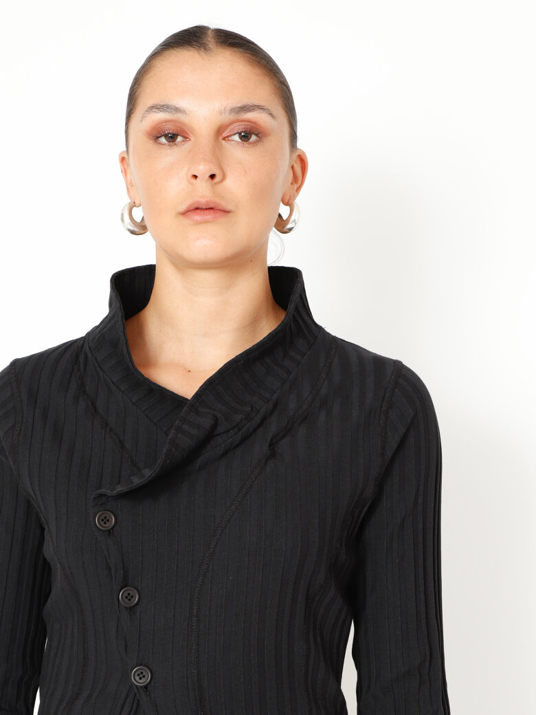 Sort Aarhus - Fitted cardigan in organic cotton mix