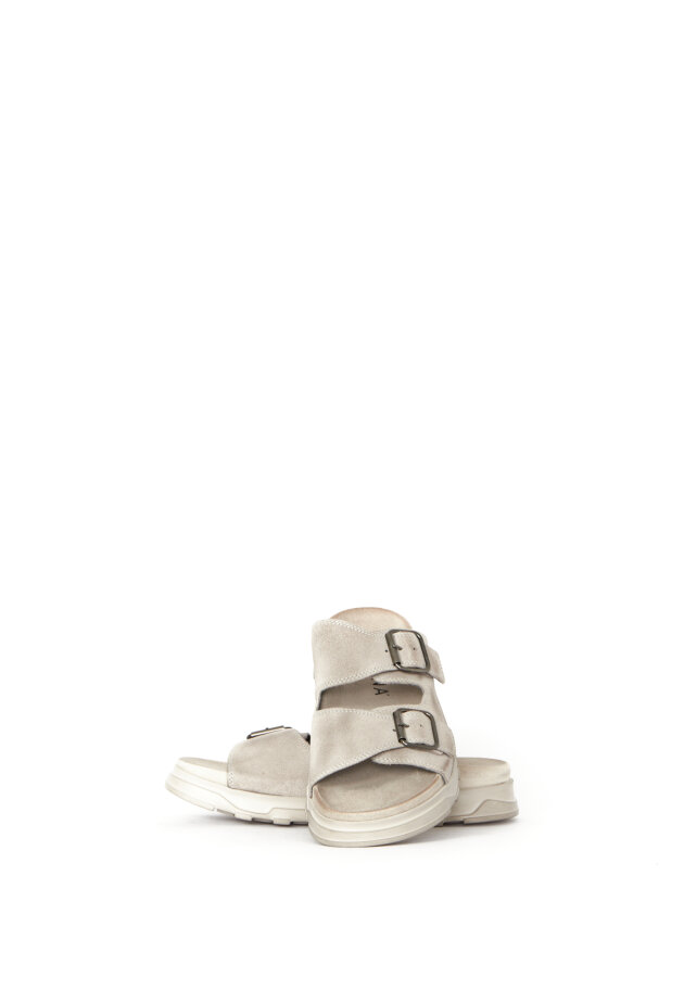 Lofina - Slippers sandal in suede with buckles