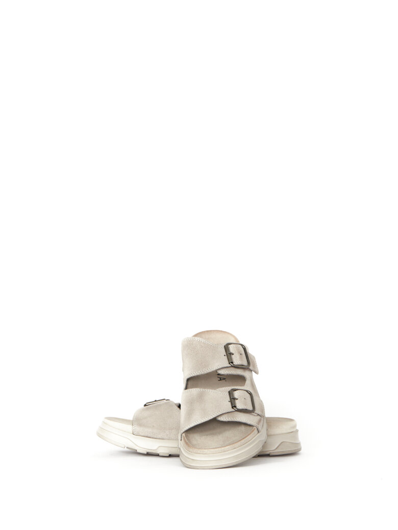 Lofina - Slippers sandal in suede with buckles