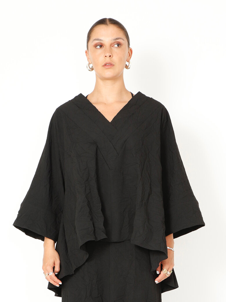 Sort Aarhus - Oversize bluse med brede ærmer