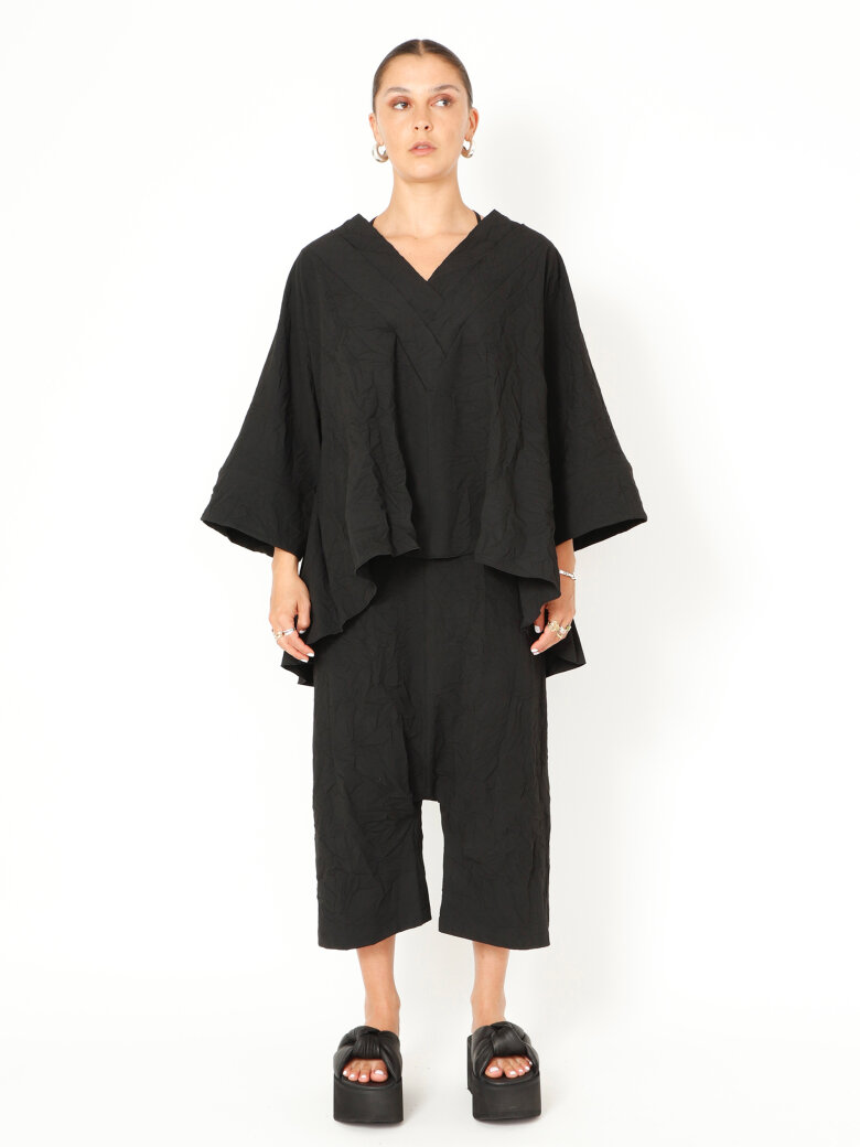 Sort Aarhus - Baggy bukser med lommer og elastik