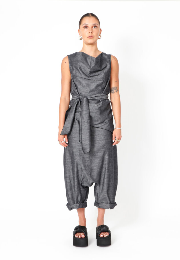 Sort Aarhus - Extra baggy pants with side pockets and zipper