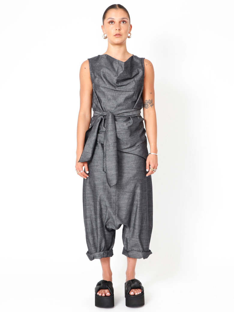 Sort Aarhus - Extra baggy pants with side pockets and zipper