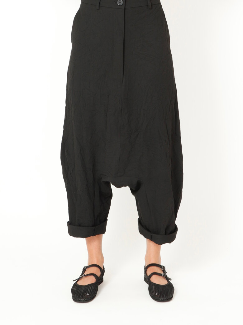 Sort Aarhus - Extra baggy pants with side pockets and zipper