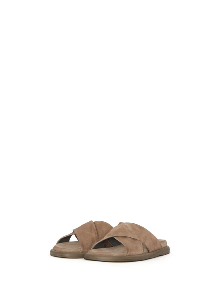 Lofina - Sandal in suede with a cross strap
