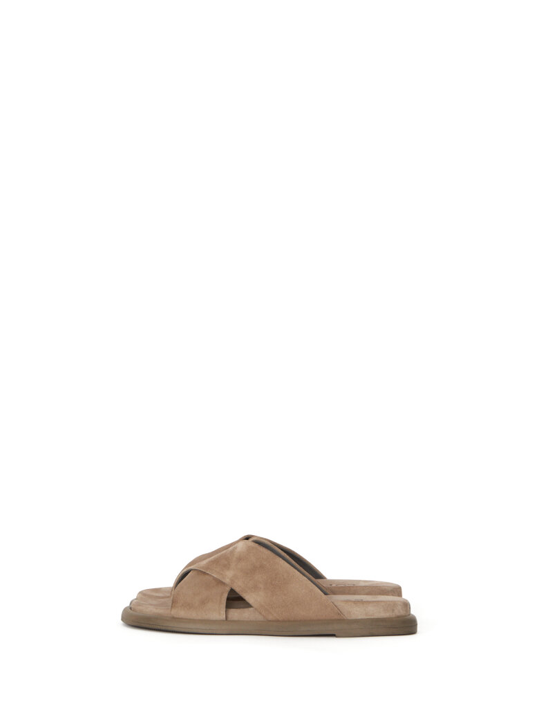 Lofina - Sandal in suede with a cross strap