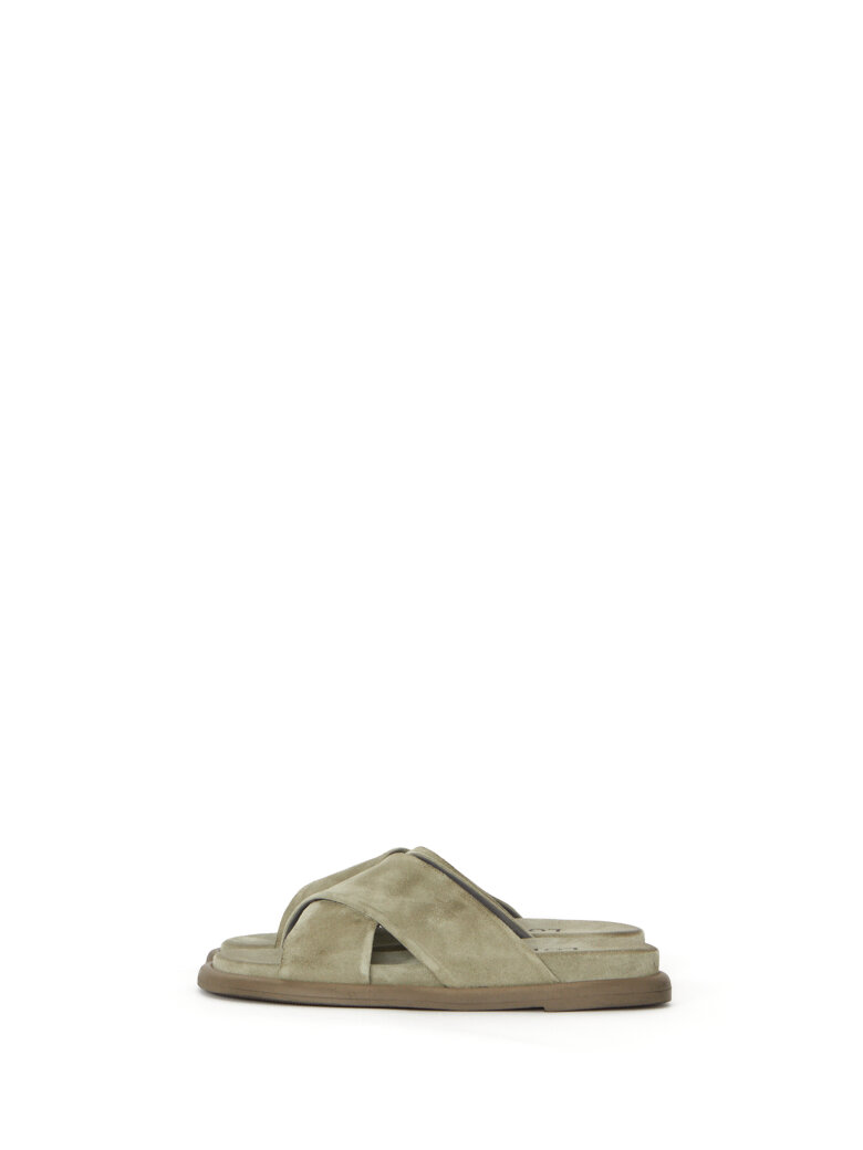 Lofina - Sandal in suede with a cross strap