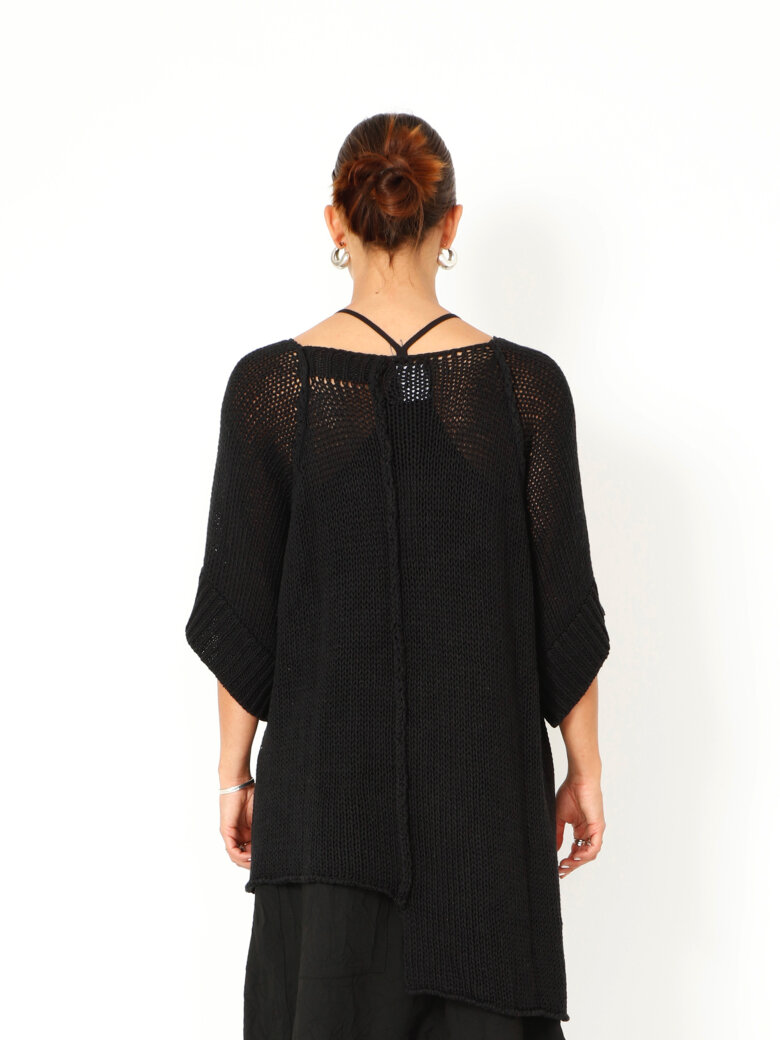 Sort Aarhus - Oversized strikbluse