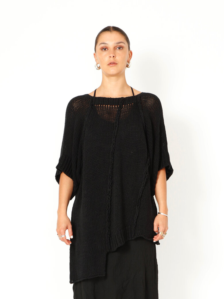 Sort Aarhus - Oversized strikbluse