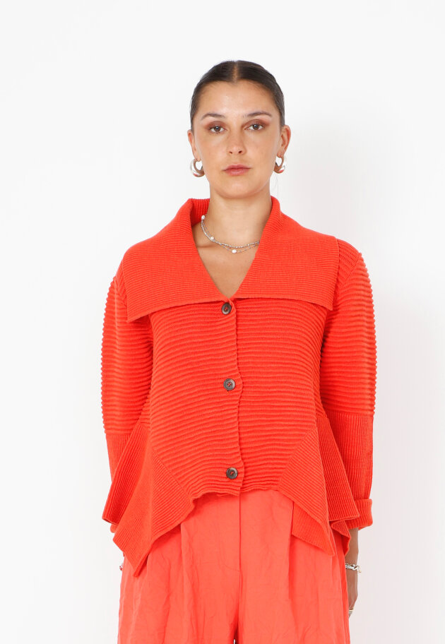 Sort Aarhus - Collared knit blouse with buttons