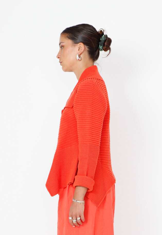 Sort Aarhus - Collared knit blouse with buttons