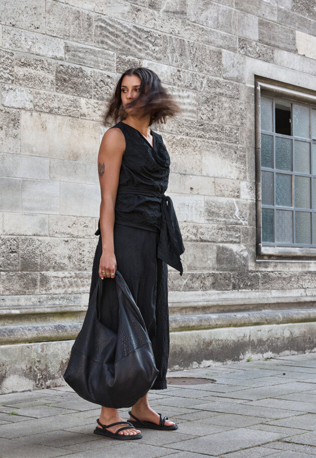 Sort Aarhus - Top with waist tie Sort Aarhus - Top with waist tie