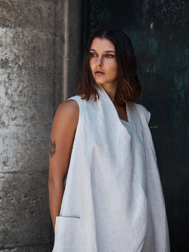 Sort Aarhus - Dress in linen mix with pockets