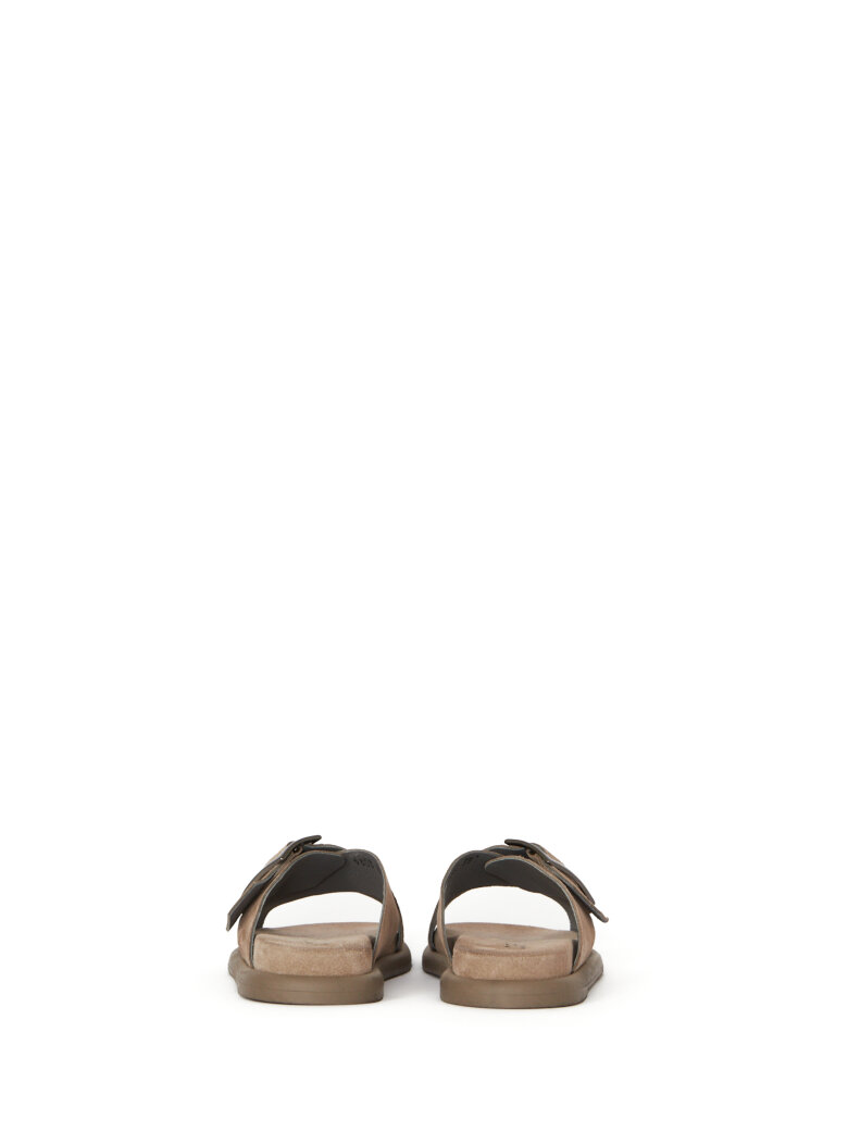 Lofina - Suede sandal with cross strap and buckle