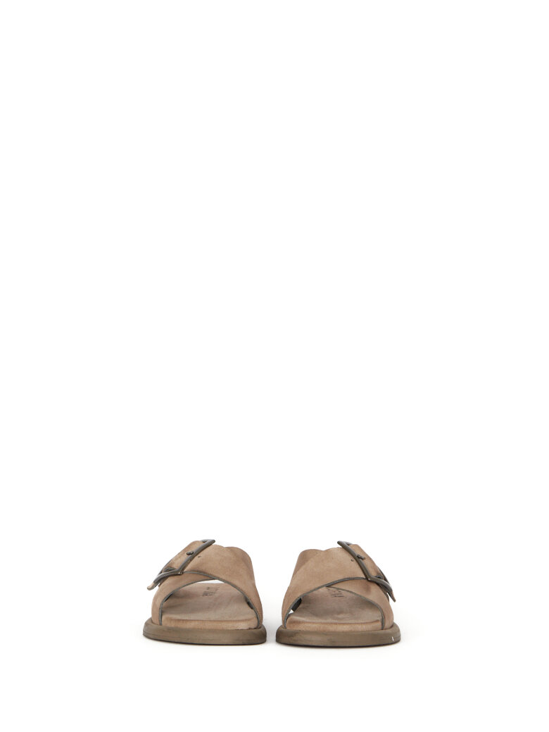 Lofina - Suede sandal with cross strap and buckle