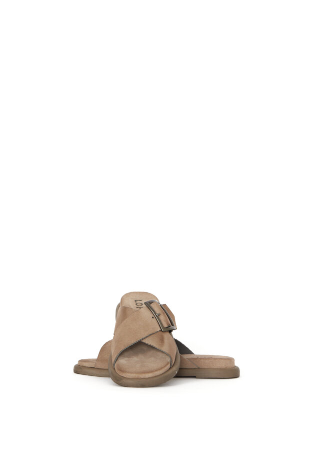 Lofina - Suede sandal with cross strap and buckle