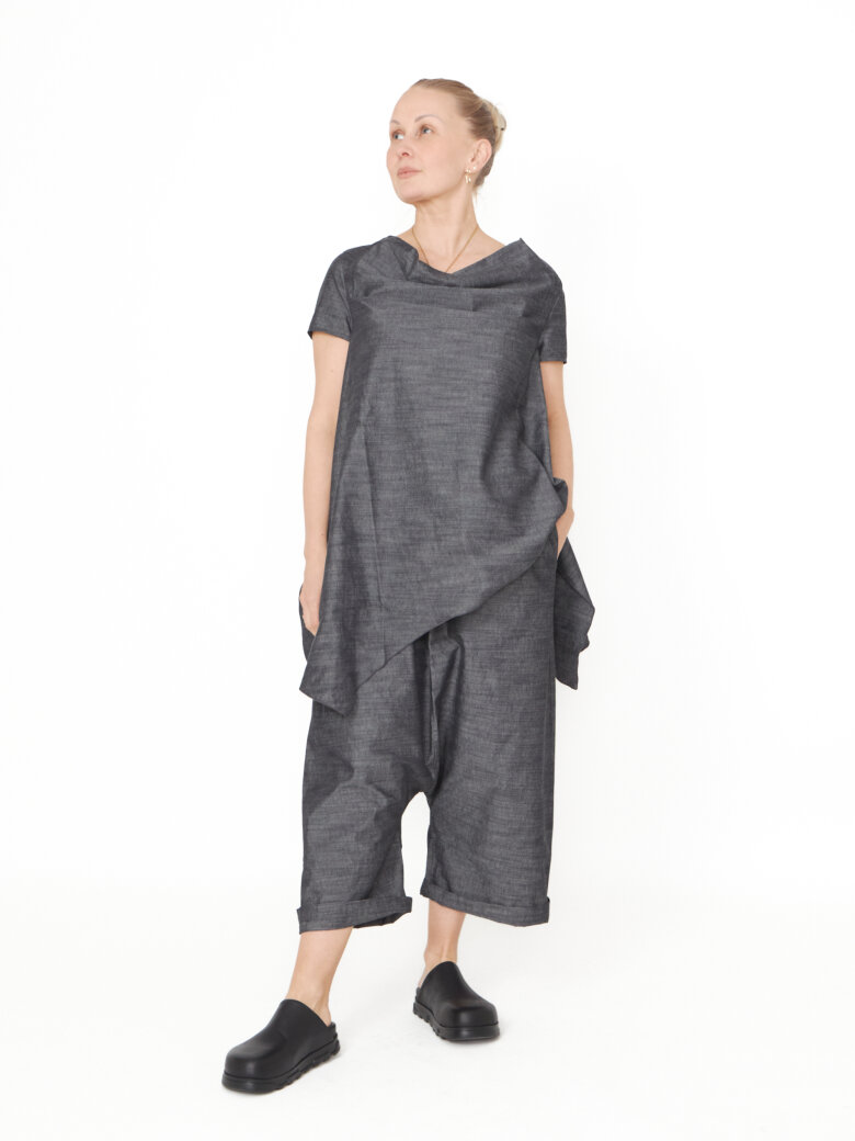 Sort Aarhus - Baggy pants with pockets and elastic waistband